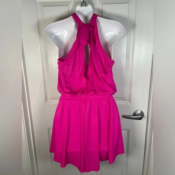 CHERISH HOT PINK HALTER NECK ROMPER SMALL - Picture 5 of 7